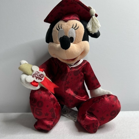 Disney Parks Minnie 2015 Graduation Plush‎ Doll Red Gown with a Diploma - Picture 1 of 8
